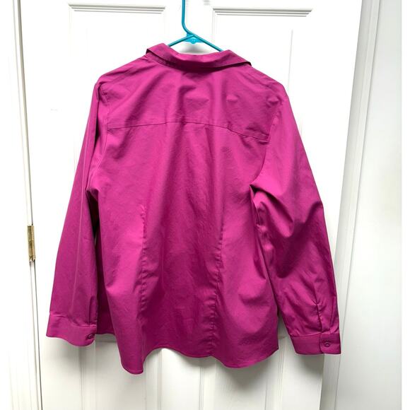 Coldwater Creek Pink Button Down, No Iron, V Neck, Pleats, Women's Size 1X 18 - Picture 3 of 5